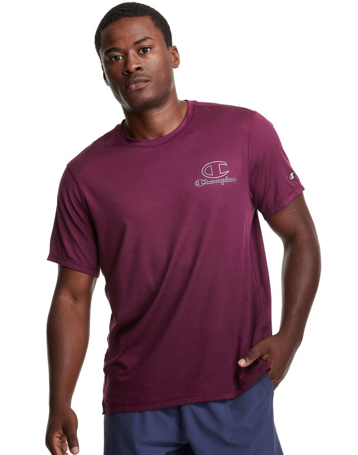 Champion Tee Outline Logo Purple T-Shirt Mens - South Africa VYXLIA182